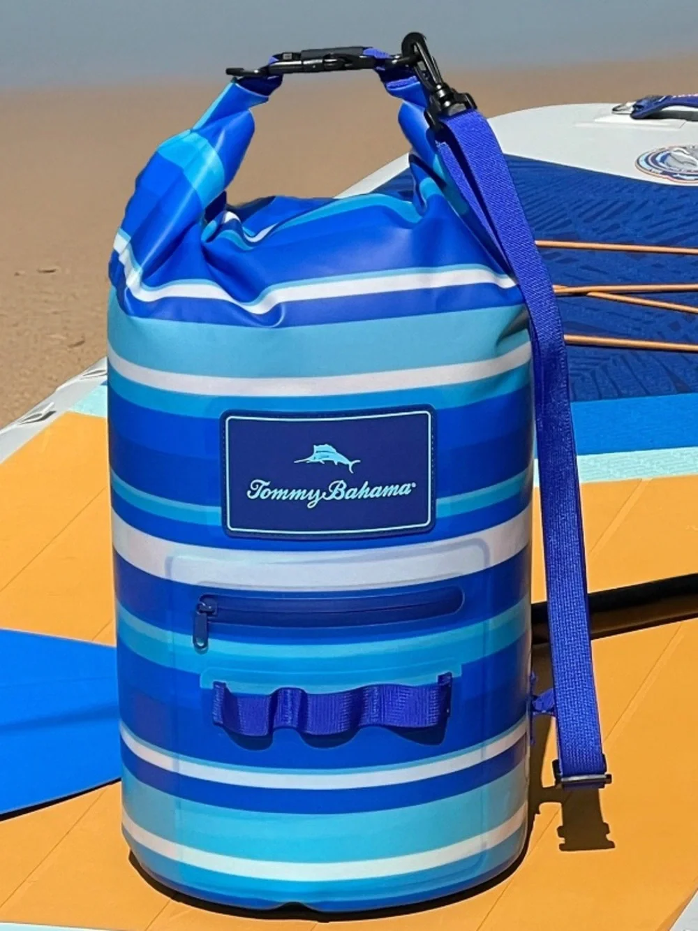 Tommy Bahama Blue Striped Dry Bag with Shoulder Strap